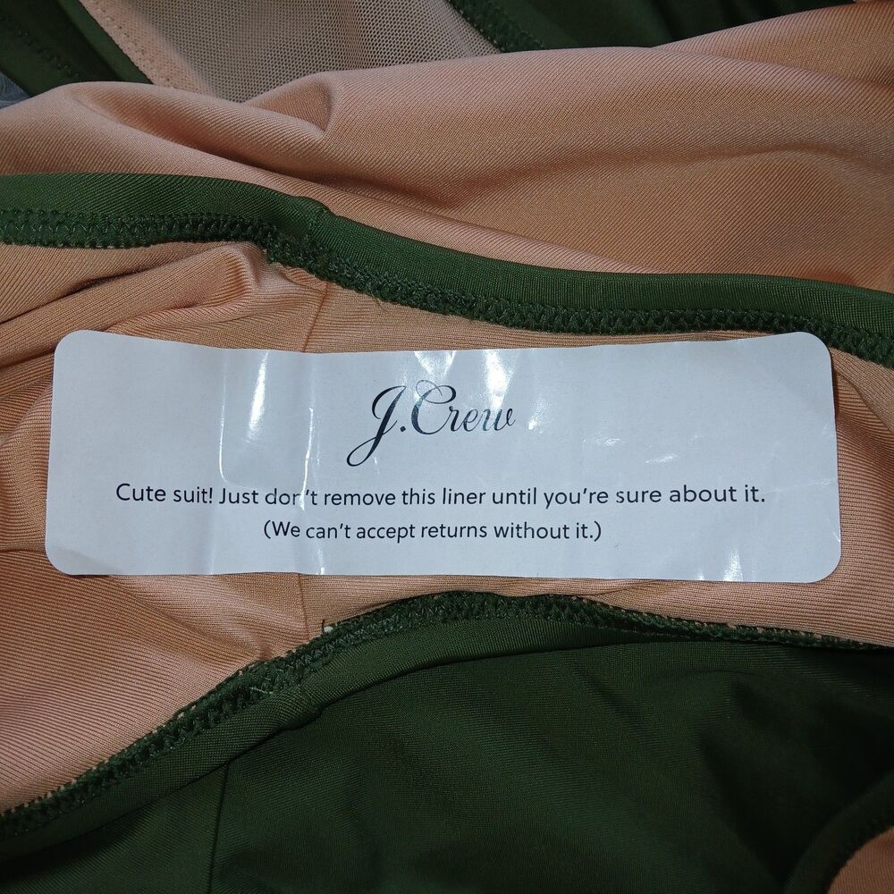 NWT RE-IMAGINED BY J CREW Womens 20 Plunge One Piece Bathing Suit Olive Green - Picture 7 of 8